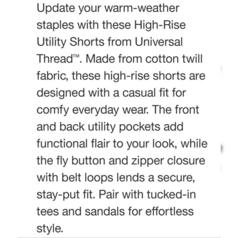 NEW Universal Thread High Rise White Utility Shorts - Picture 13 of 13
